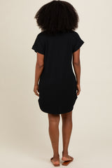 Black Ribbed Round Hem Dress