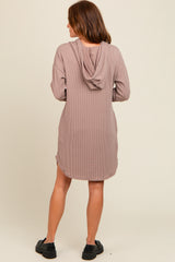 Mocha Ribbed Hoodie Dress