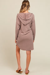 Mocha Ribbed Hoodie Maternity Dress