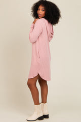 Mauve  Ribbed Hoodie Dress