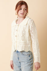 Ivory Crochet Detail Cardigan