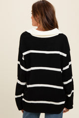 Black Striped Collared Sweater