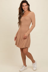 Taupe Square Neck Knit Maternity Dress