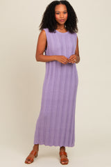 Lavender Ribbed Knit Sleeveless Maternity Dress