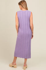 Lavender Ribbed Knit Sleeveless Maternity Dress