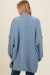 Blue Chunky Knit Dolman Maternity Cardigan