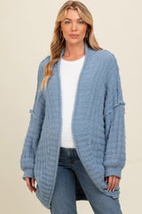 Blue Chunky Knit Dolman Maternity Cardigan