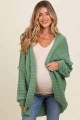 Olive Chunky Knit Dolman Maternity Cardigan