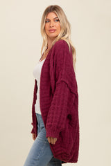 Burgundy Chunky Knit Dolman Cardigan