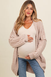 Mocha Chunky Knit Dolman Maternity Cardigan