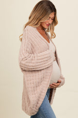 Mocha Chunky Knit Dolman Maternity Cardigan