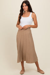 Mocha Ribbed Knit A-Line Midi Maternity Skirt