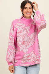 Pink Floral Mock Neck Maternity Sweater