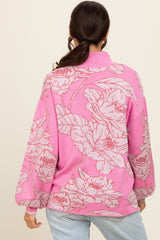 Pink Floral Mock Neck Sweater