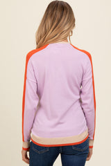 Cream Lilac Colorblock Mock Neck Maternity Sweater