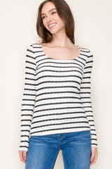 Black Striped Long Sleeve Top