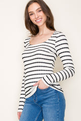 Black Striped Long Sleeve Top