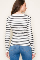 Black Striped Long Sleeve Top