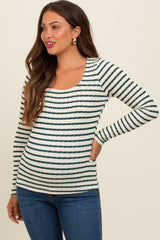 Forest Green Striped Maternity Long Sleeve Top