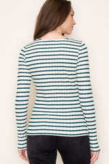 Forest Green Striped Long Sleeve Top