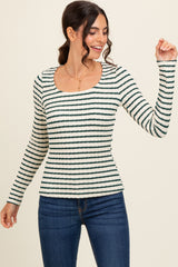 Forest Green Striped Long Sleeve Top