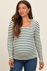 Forest Green Striped Maternity Long Sleeve Top