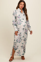 Lavender Floral Button Down Maternity Maxi Dress