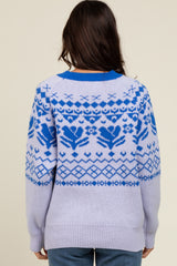 Lavender Contrast Vintage Print Sweater