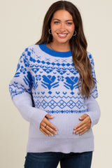 Lavender Contrast Vintage Print Maternity Sweater