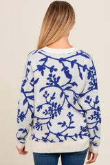 Royal Blue Floral Drop Shoulder Maternity Sweater