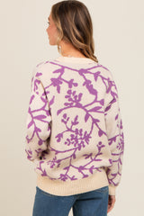 Lavender Floral Drop Shoulder Sweater