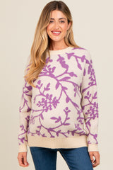 Lavender Floral Drop Shoulder Maternity Sweater