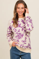 Lavender Floral Drop Shoulder Sweater