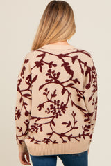 Burgundy Floral Drop Shoulder Maternity Sweater