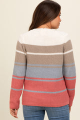 Mocha Mixed Stripe Maternity Sweater