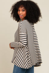 Black Mixed Stripe Trapeze Top