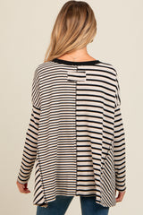 Black Mixed Stripe Trapeze Maternity Top