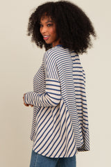 Navy Mixed Stripe Trapeze Top