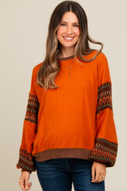 Camel Knit Contrast Sleeve Maternity Pullover