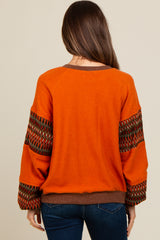 Camel Knit Contrast Sleeve Maternity Pullover