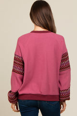 Mauve Knit Contrast Sleeve Maternity Pullover