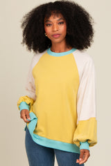 Yellow Colorblock Bubble Sleeve Pullover