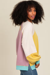 Yellow Colorblock Bubble Sleeve Pullover