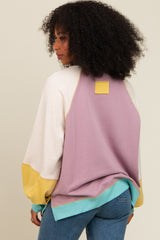 Yellow Colorblock Bubble Sleeve Pullover