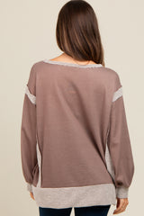 Mocha Two Tone Maternity Oversized Long Sleeve Top