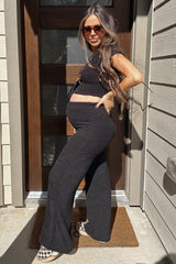 Black Short Sleeve Pant Maternity Lounge Set