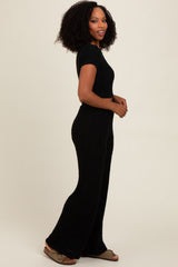 Black Short Sleeve Pant Lounge Set