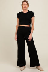 Black Short Sleeve Pant Maternity Lounge Set