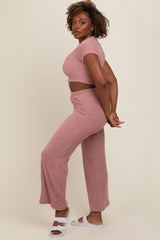 Mauve Short Sleeve Pant Lounge Set