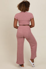 Mauve Short Sleeve Pant Lounge Set